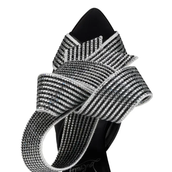 Pellicola – Sandalias de 100 mm – Piel de cordero napa, satén crepé y malla – Negro – Mujer Pellicola – Sandalias de 100 mm – Piel de cordero napa, satén crepé y malla – Negro – Mujer
