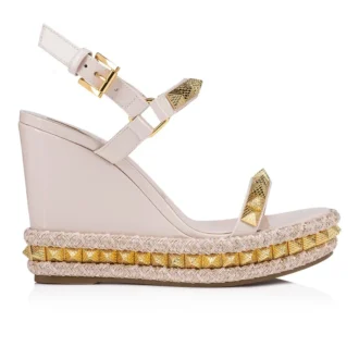 Pyraclou – Alpargatas de 110 mm – Piel de becerro charol – Leche – Mujer