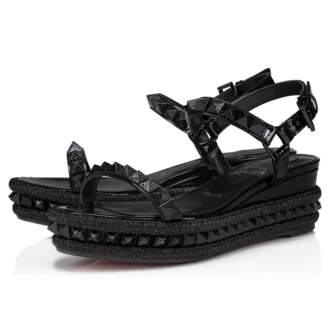 Pyraclou – Alpargatas de 60 mm – Charol de becerro – Negro – Mujer