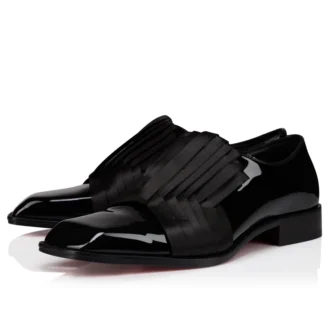 Rahul – Zapatos Oxford – Piel de becerro charol y satén crepé – Negro – Hombre