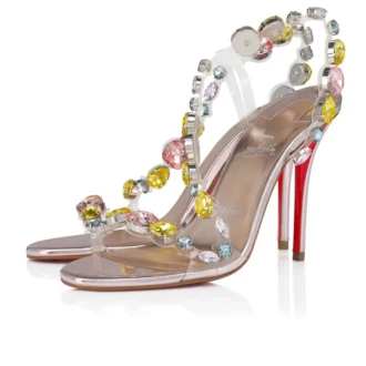 Rosa Z Jewel – Sandalias de 100 mm – TPU, strass y piel de becerro laminada – Leche – Mujer