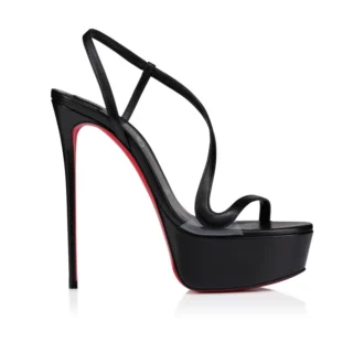 Rosalie Alta – Sandalias de 150 mm – Piel de cabrito – Negro – Mujer