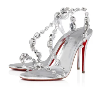 Rosalie Jewel – Sandalias de 100 mm – TPU y piel de becerro laminada – Cristal – Mujer