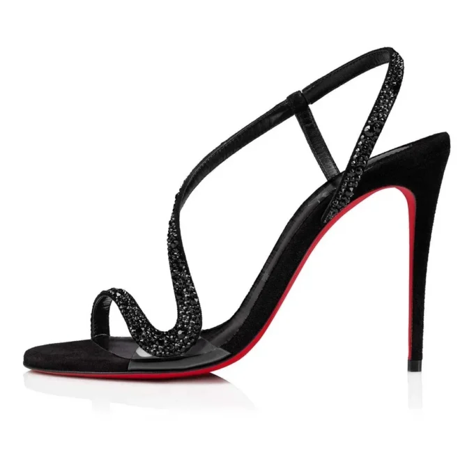 Rosalie Strass – Sandalias de 99 mm – Ante y strass – Negro – Mujer Rosalie Strass – Sandalias de 99 mm – Ante y strass – Negro – Mujer