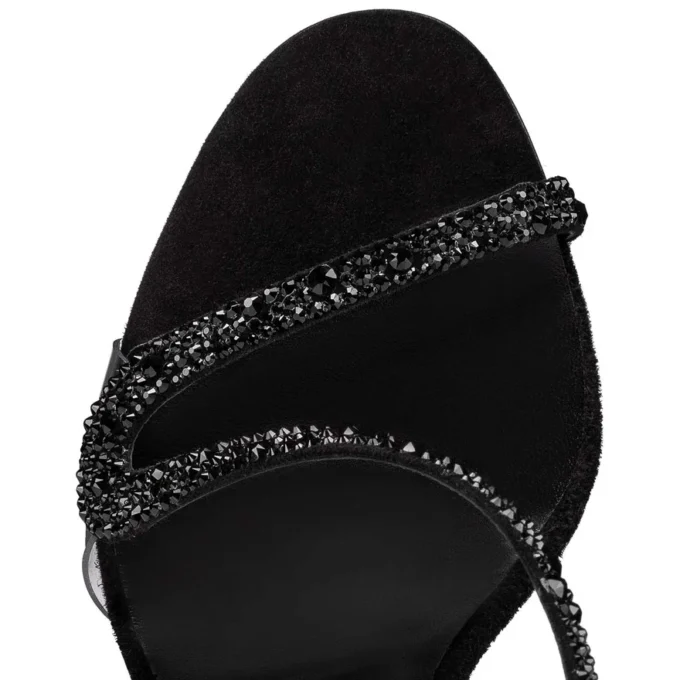 Rosalie Strass – Sandalias de 99 mm – Ante y strass – Negro – Mujer Rosalie Strass – Sandalias de 99 mm – Ante y strass – Negro – Mujer