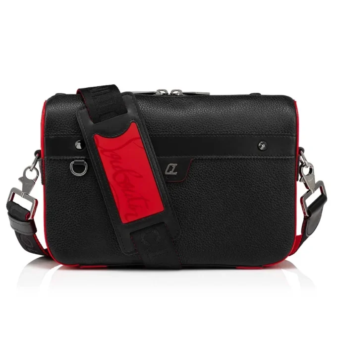 Ruisbuddy – Bolso tipo mensajero – Piel de becerro granulada y goma – Negro