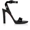 Sandalia Fanny – Sandalias de tiras de 120 mm – Piel de becerro patinada – Negro – Mujer