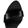 Sandalia Fanny – Sandalias de tiras de 120 mm – Piel de becerro patinada – Negro – Mujer