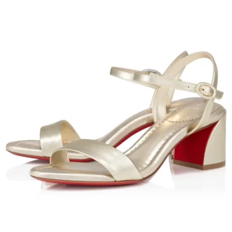 Sandalia Miss Jane – Sandalias de 55 mm – Piel napa iridiscente – Platino – Mujer