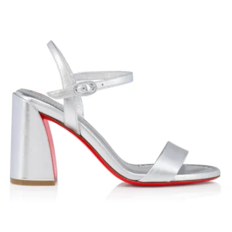 Sandalia Miss Jane – Sandalias de 85 mm – Piel de becerro laminada – Plata – Mujer