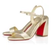 Sandalia Miss Jane – Sandalias de 85 mm – Piel de becerro laminada – Platino – Mujer
