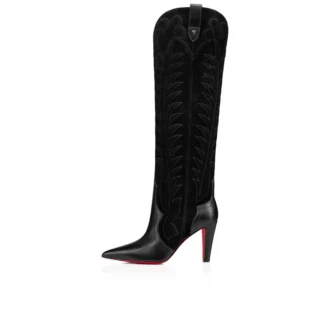 Santia Botta – Botas de 85 mm – Piel de becerro y ante de becerro – Negro Santia Botta – Botas de 85 mm – Piel de becerro y ante de becerro – Negro