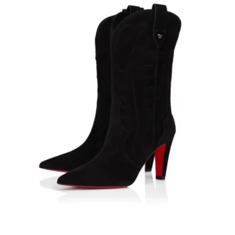 Santiabooty – Botas bajas de 85 mm – Veau Velours – Negro – Mujer