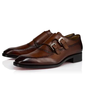 Sartok – Zapatos con hebillas – Piel de becerro patinada – Havane – Hombre
