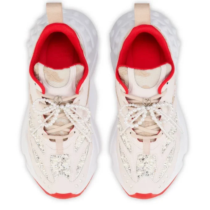 So Flo Perla – Zapatillas de correr – Piel de becerro laminada, strass y perlas – Perla – Mujer So Flo Perla – Zapatillas de correr – Piel de becerro laminada, strass y perlas – Perla – Mujer