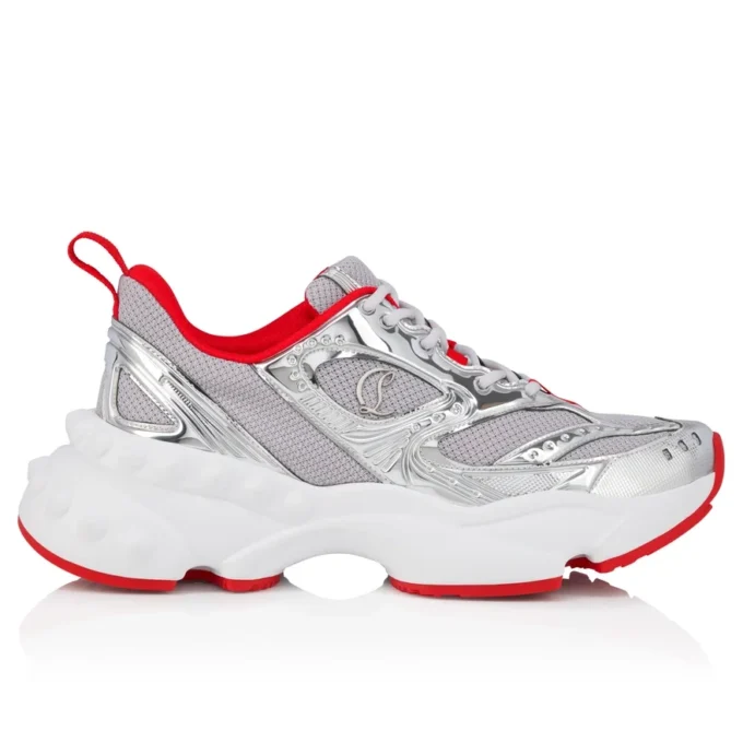 So Flo – Zapatillas de running – Piel de becerro laminada – Plata – Hombre