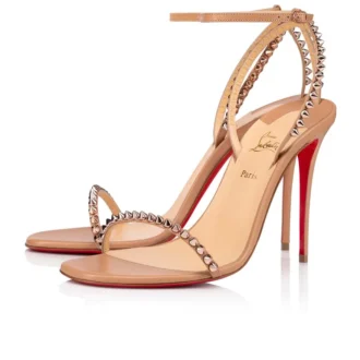 So Me – Sandalias de tiras de 100 mm – Cuero de cabrito y tachuelas – Blush – Mujer