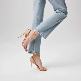 So Me – Sandalias de tiras de 100 mm – Cuero de cabrito y tachuelas – Blush – Mujer