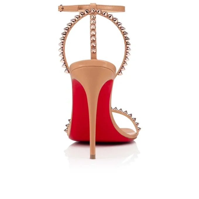 So Me – Sandalias de tiras de 100 mm – Cuero de cabrito y tachuelas – Blush – Mujer