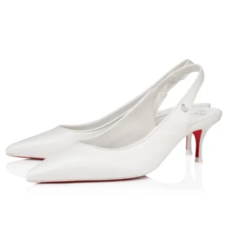 Sporty Kate Sling – Zapatos de tacón con talón abierto de 55 mm – Piel de cordero napa – Bianco – Mujer