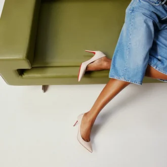 Sporty Kate – Zapatos de tacón de 85 mm – Piel de cordero napa – Leche – Mujer