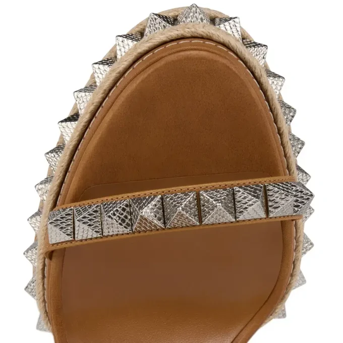 Superaclou – Sandalias de tiras de 130 mm – Piel de becerro encerada – Terra – Mujer