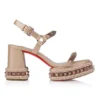 Superaclou – Sandalias de tiras de 85 mm – Piel napa nacarada – Leche – Mujer
