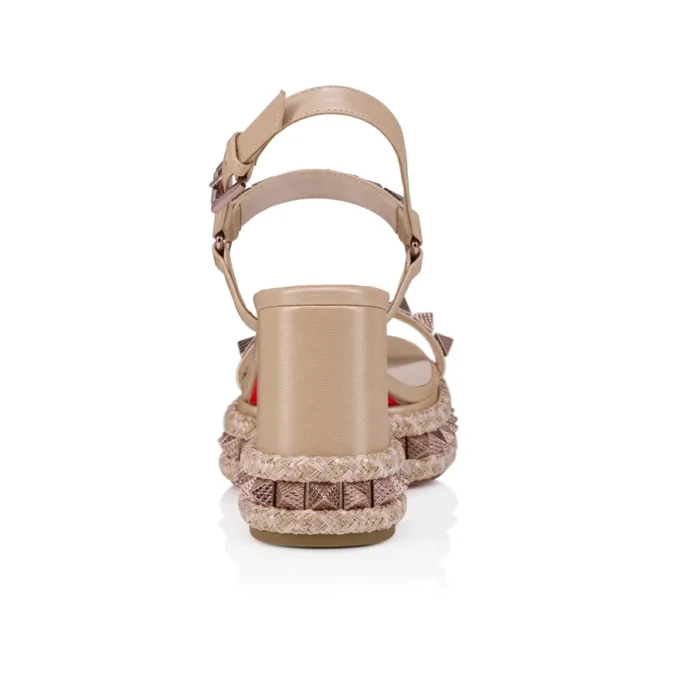 Superaclou – Sandalias de tiras de 85 mm – Piel napa nacarada – Leche – Mujer