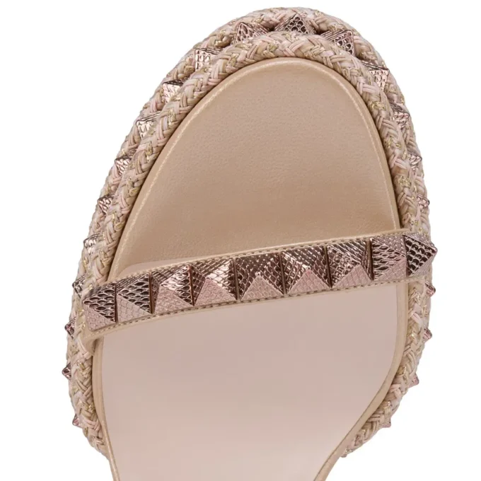 Superaclou – Sandalias de tiras de 85 mm – Piel napa nacarada – Leche – Mujer