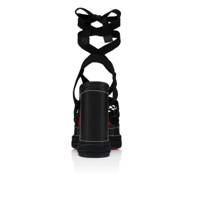 Toledissima – Alpargatas de 130 mm – Malla y piel de becerro encerada – Negro – Mujer