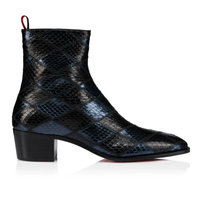 Ziggissimo Forever – Botas – Piel de serpiente de agua en patchwork – Negro – Hombre Ziggissimo Forever – Botas – Piel de serpiente de agua en patchwork – Negro – Hombre